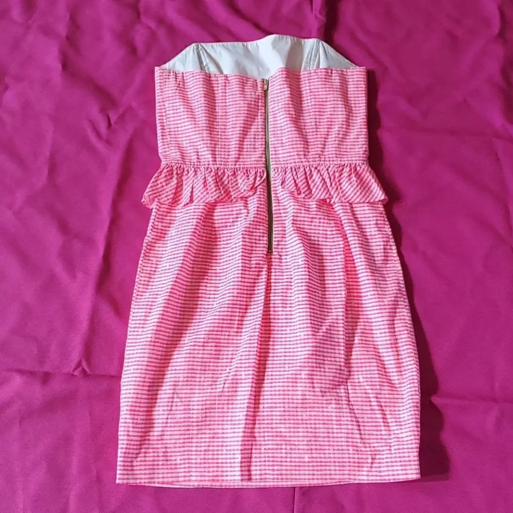 LILLY PULITZER Strapless Peplum Dress - Size 4 - Picture 4 of 9
